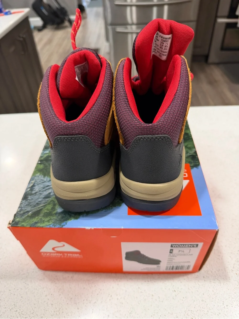 Ozark Trail Women’s Brown Suede Hiking Boots with Red Accents